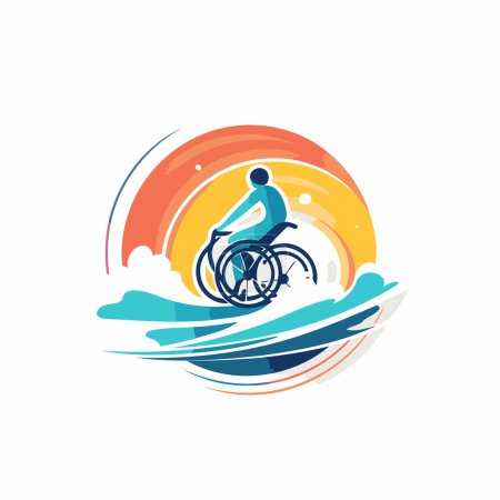 Téléchargez les illustrations : Modèle de conception de logo vectoriel en fauteuil roulant. Illustration du concept du logo des personnes handicapées. - en licence libre de droit