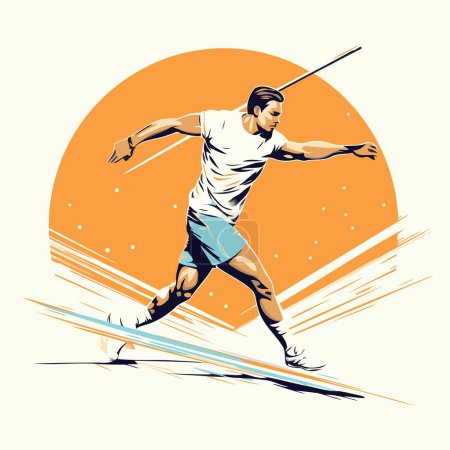 Illustration for Vector illustration of a baseball player running with bat on his shoulder. - Royalty Free Image