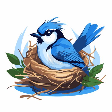 Ilustración de Pájaro en el nido. Ilustración vectorial de un ave en un nido. - Imagen libre de derechos