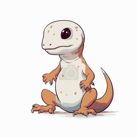 Illustration for Cute cartoon lizard isolated on a white background. Vector illustration. - Royalty Free Image