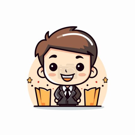 Illustration for Businessman cartoon character on white background. Vector flat design illustration. - Royalty Free Image