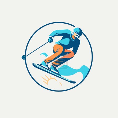 Illustration for Skiing logo. Skier in the mountains. Vector illustration - Royalty Free Image