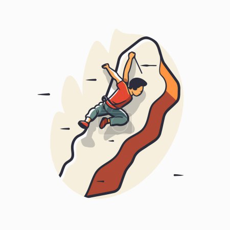 Illustration for Climbing icon. Vector illustration of a man climbing a rock. - Royalty Free Image