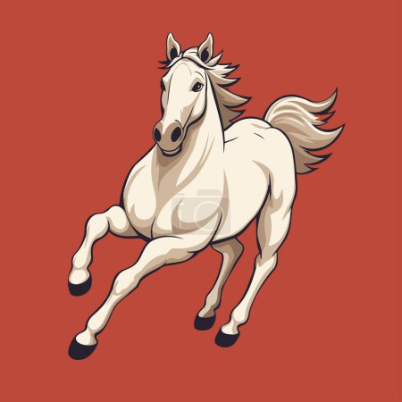 Ilustración de Caballo blanco sobre fondo rojo. Ilustración vectorial del caballo. - Imagen libre de derechos