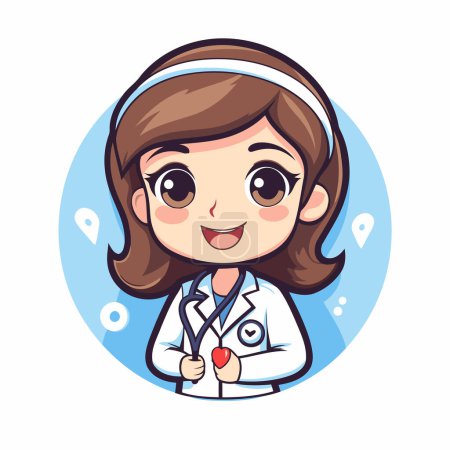 Illustration for Cute doctor girl cartoon character. Vector illustration in cartoon style. - Royalty Free Image