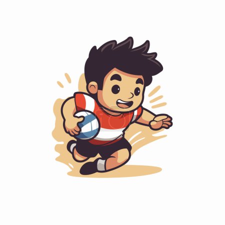 Illustration for Soccer player running with ball cartoon vector Illustration on a white background - Royalty Free Image