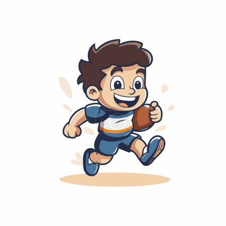 Illustration for Cute little boy running cartoon vector Illustration isolated on a white background. - Royalty Free Image