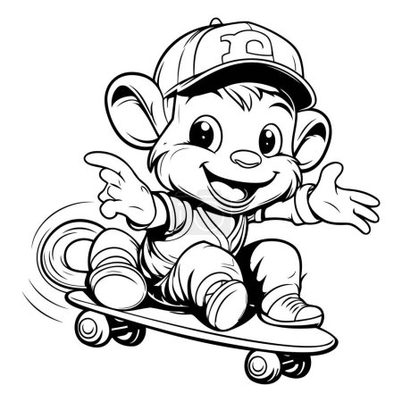Illustration for Cute Little Boy Skateboarder Cartoon Mascot Character - Royalty Free Image