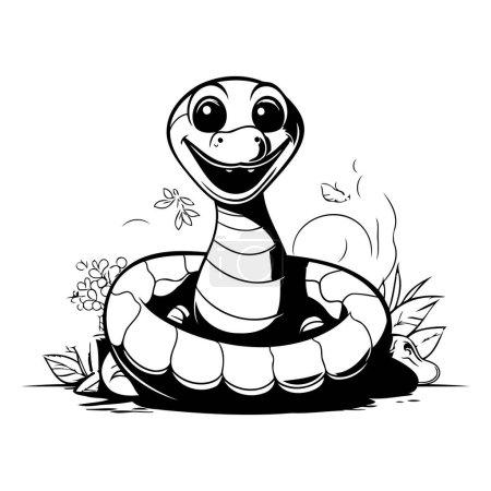 Téléchargez les illustrations : Mignon serpent de dessin animé. Illustration vectorielle isolée sur fond blanc. - en licence libre de droit