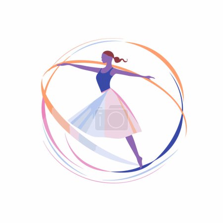 Téléchargez les illustrations : Ballet ballerine en forme de cercle. Illustration vectorielle. - en licence libre de droit