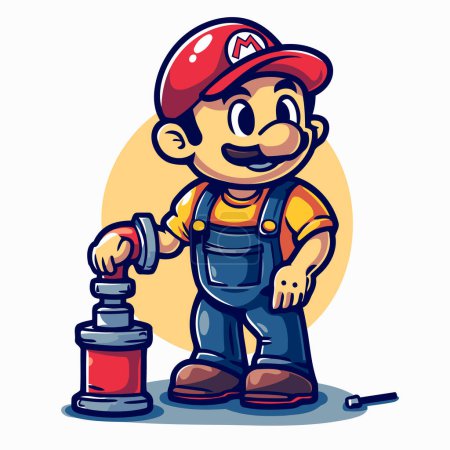 Illustration for Cartoon worker with oil lamp. Vector illustration of a cartoon worker. - Royalty Free Image