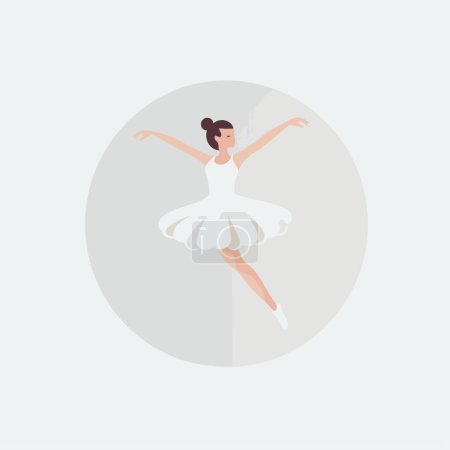 Téléchargez les illustrations : Ballet danseur en tutu blanc. Illustration vectorielle dans un style plat. - en licence libre de droit