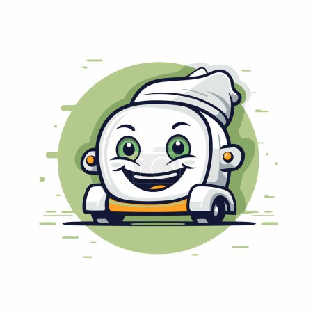 Illustration for Emoticon of cute cartoon robot with chef hat. vector illustration - Royalty Free Image