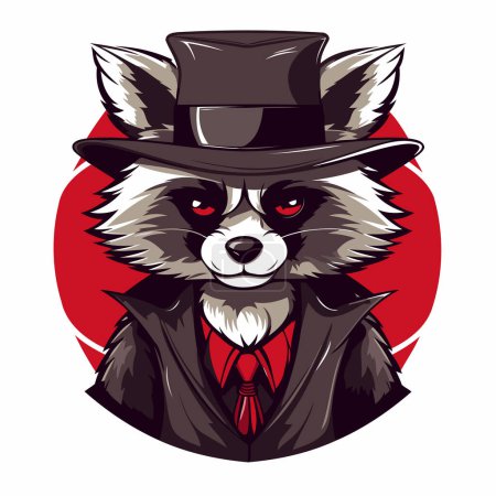 Illustration for Raccoon in a hat and a suit. Vector illustration. - Royalty Free Image