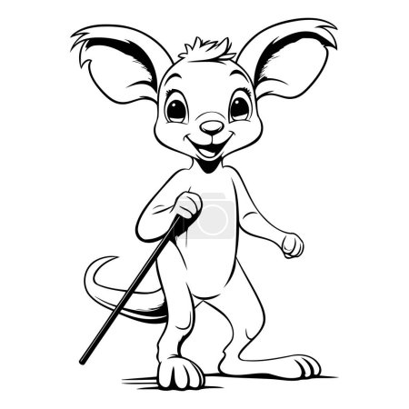 Illustration for Cartoon mouse with a cane. Vector illustration for your design. - Royalty Free Image