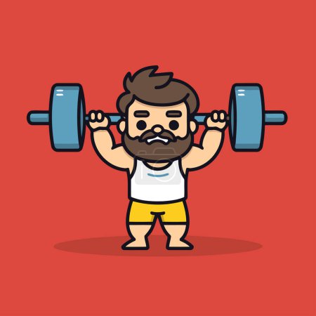 Téléchargez les illustrations : Fitness homme levant haltère dans la salle de gym. Illustration vectorielle. - en licence libre de droit