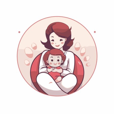 Téléchargez les illustrations : Mère et son bébé. Bonne famille. Illustration vectorielle dans le style dessin animé. - en licence libre de droit