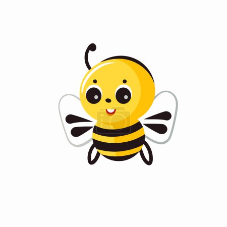 Téléchargez les illustrations : Mignon personnage de dessin animé abeille. Illustration vectorielle isolée sur fond blanc. - en licence libre de droit