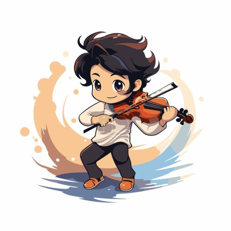 Illustration for Cute boy playing the violin. Vector illustration on white background. - Royalty Free Image
