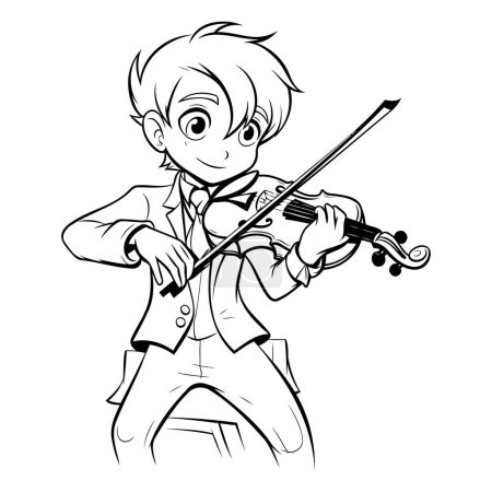 Téléchargez les illustrations : Garçon jouant du violon sur un fond blanc. illustration vectorielle. Espèces - en licence libre de droit