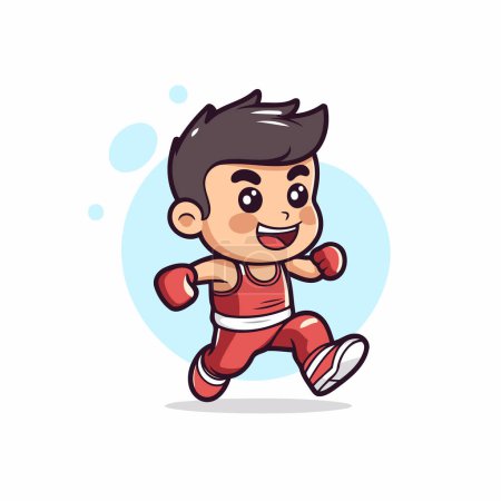 Illustration for Cute little boy running. cartoon vector illustration. Happy boy running. - Royalty Free Image