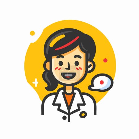 Illustration for Vector illustration of female doctor. medical worker. Flat style design. - Royalty Free Image