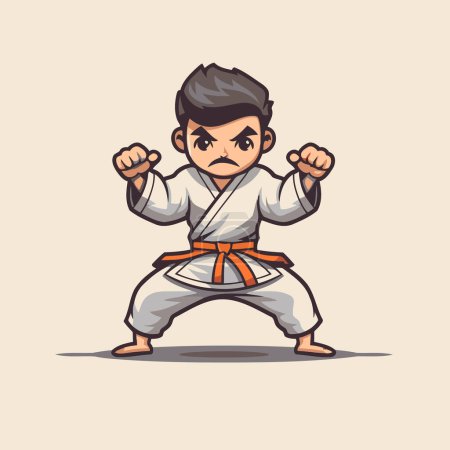 Illustration for Taekwondo fighter cartoon mascot. Martial arts vector illustration. - Royalty Free Image