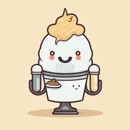 Ilustración de Lindo personaje de mascota de helado. Ilustración vectorial. - Imagen libre de derechos