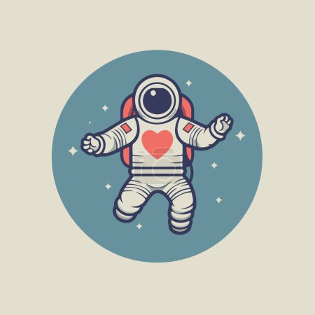 Illustration for Astronaut in space suit with red heart. Vector illustration. - Royalty Free Image