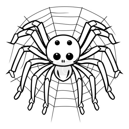 Téléchargez les illustrations : Araignée noire et blanche isolée sur fond blanc. Illustration vectorielle pour livre à colorier. - en licence libre de droit