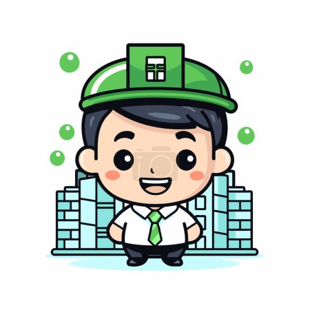 Illustration for Businessman Building - Cute Business Cartoon Character Vector Illustration Design - Royalty Free Image