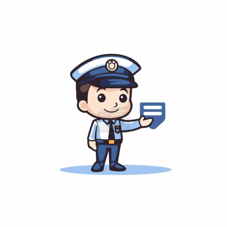 Illustration for Policeman with Speech Bubble Cartoon Mascot Character Illustration - Royalty Free Image