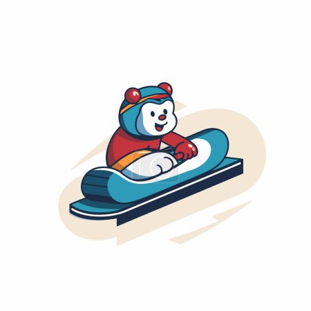 Illustration for Polar bear on a snowboard. Vector illustration in cartoon style. - Royalty Free Image