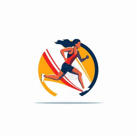 Illustration for Running woman vector icon. Sport and healthy lifestyle logo design template. - Royalty Free Image