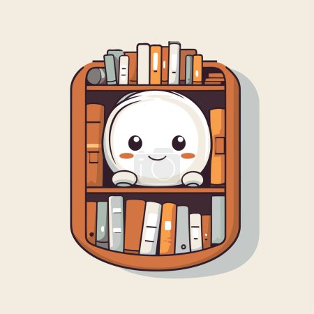 Illustration for Cute bookcase with books. Vector illustration. Cartoon character. - Royalty Free Image