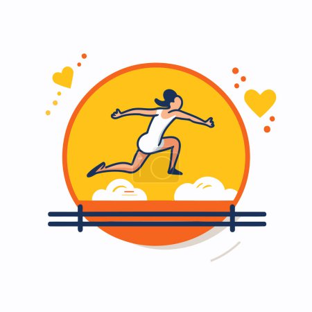 Illustration for Running woman. jogging vector icon in flat design style. Sport and fitness. - Royalty Free Image