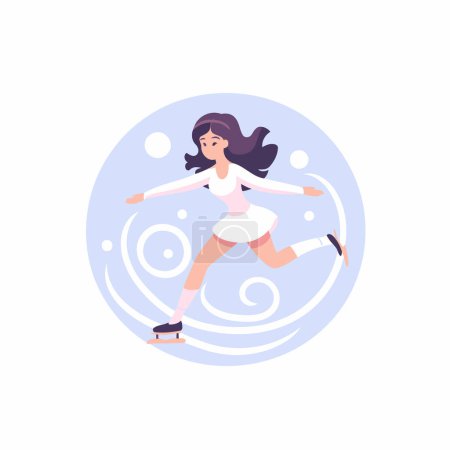 Illustration for Young woman running in the water. Vector illustration in a flat style - Royalty Free Image