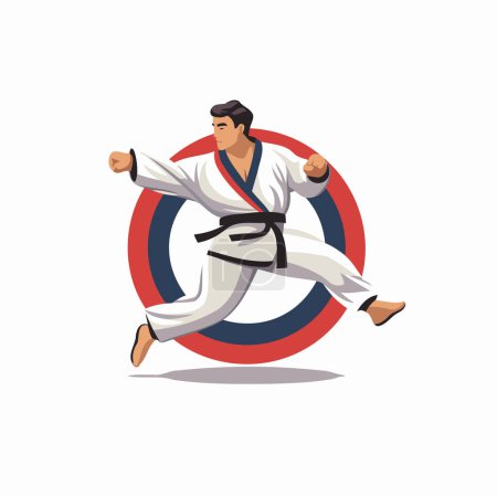 Téléchargez les illustrations : Combattant de taekwondo en kimono. Illustration vectorielle. - en licence libre de droit