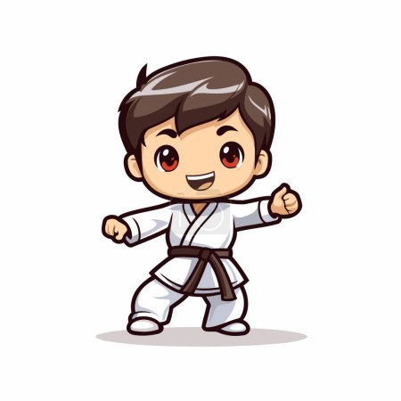 Illustration for Taekwondo - Cute karate boy cartoon vector illustration - Royalty Free Image