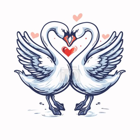 Ilustración de Un par de cisnes enamorados. boceto para su diseño. Ilustración vectorial - Imagen libre de derechos