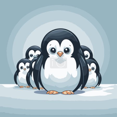 Téléchargez les illustrations : Jolie famille de pingouins. Illustration vectorielle d'une famille de pingouins dessin animé. - en licence libre de droit