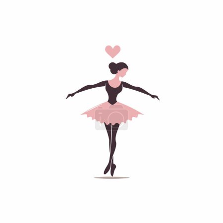 Ballerina in a pink tutu and a heart. Vector illustration
