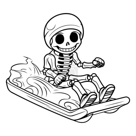 Téléchargez les illustrations : Squelette en snowboard. Illustration vectorielle d'un squelette sur un snowboard. - en licence libre de droit