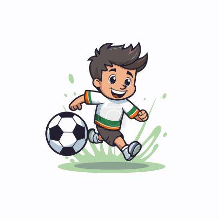 Illustration for Soccer player with ball cartoon vector Illustration on a white background - Royalty Free Image