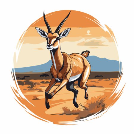 Antelope in the savannah. Vector illustration of antelope in the savannah.