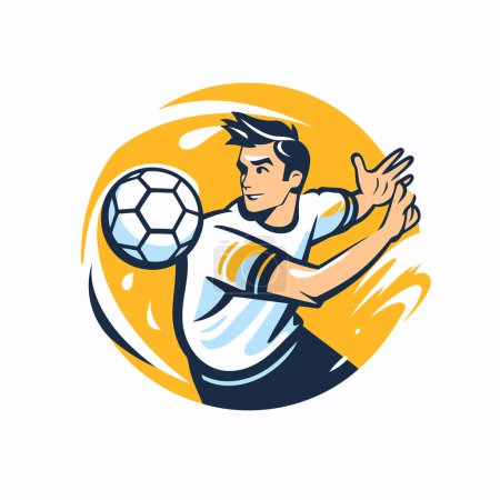 Illustration for Soccer player with ball. Vector illustration of a soccer player kicking the ball - Royalty Free Image