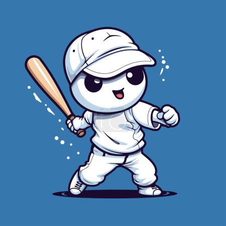 Téléchargez les illustrations : Joueur de baseball personnage de mascotte de dessin animé. Illustration vectorielle. - en licence libre de droit