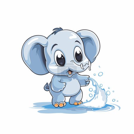 Téléchargez les illustrations : Mignon bébé éléphant avec du lait sur fond blanc. illustration vectorielle. - en licence libre de droit
