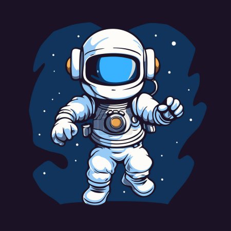 Illustration for Astronaut in outer space. vector illustration on dark background. - Royalty Free Image