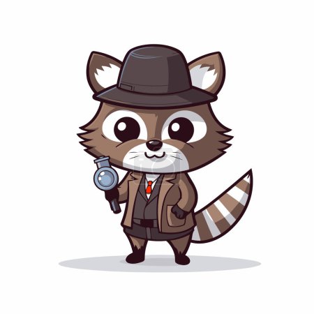 Illustration for Raccoon in hat and suit. Cute cartoon animal. - Royalty Free Image